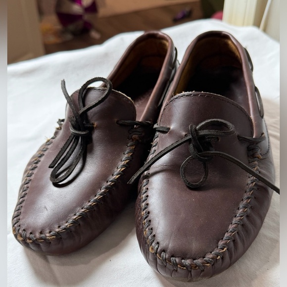 Minnetonka Size 10 Genuine Leather Rich Brown Slip On Driver Loafer Shoes main image 11